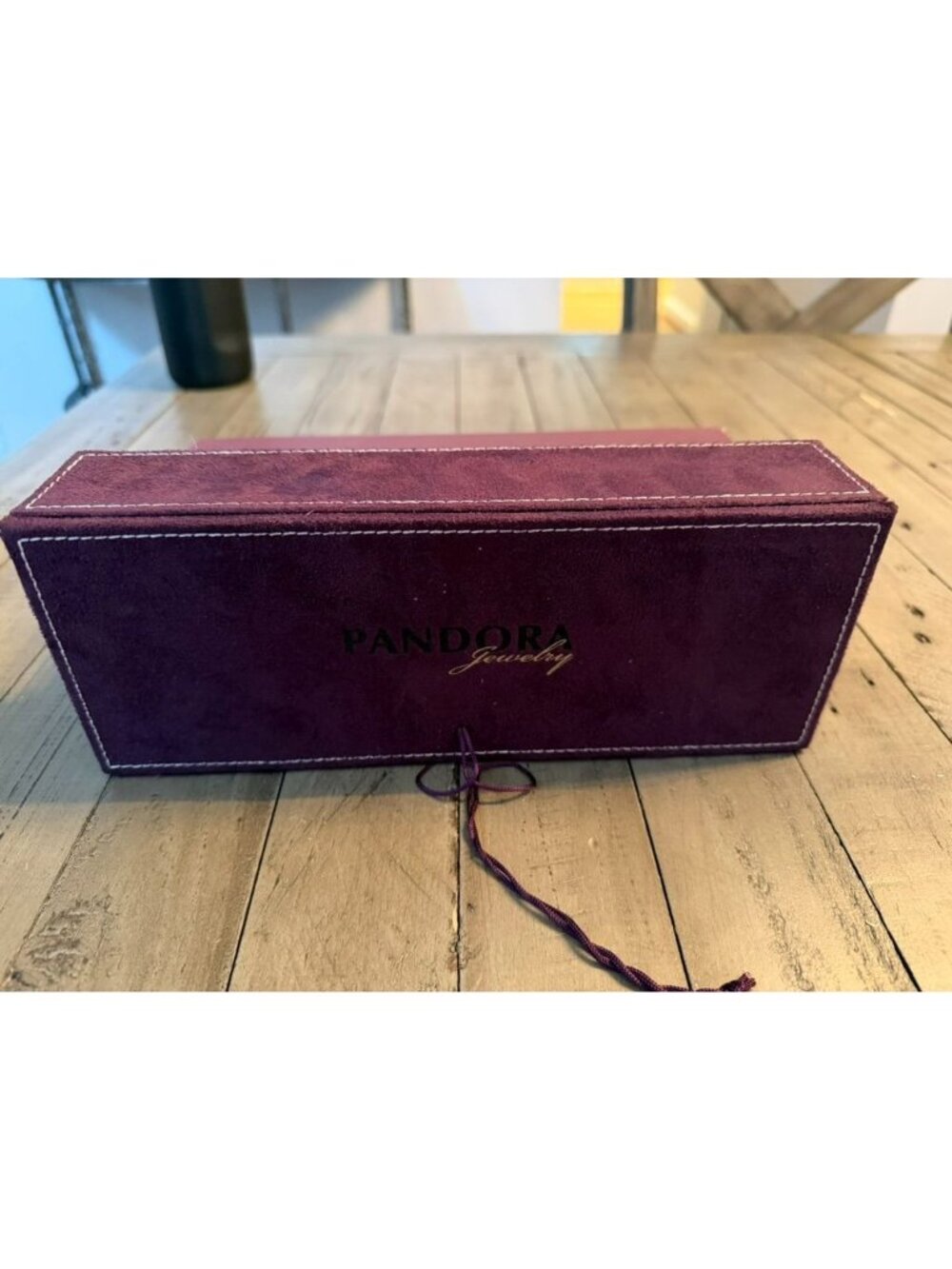 Pandora RARE RETIRED Purple Suede Jewelry Box with Inserts and Wrap Tie Closure